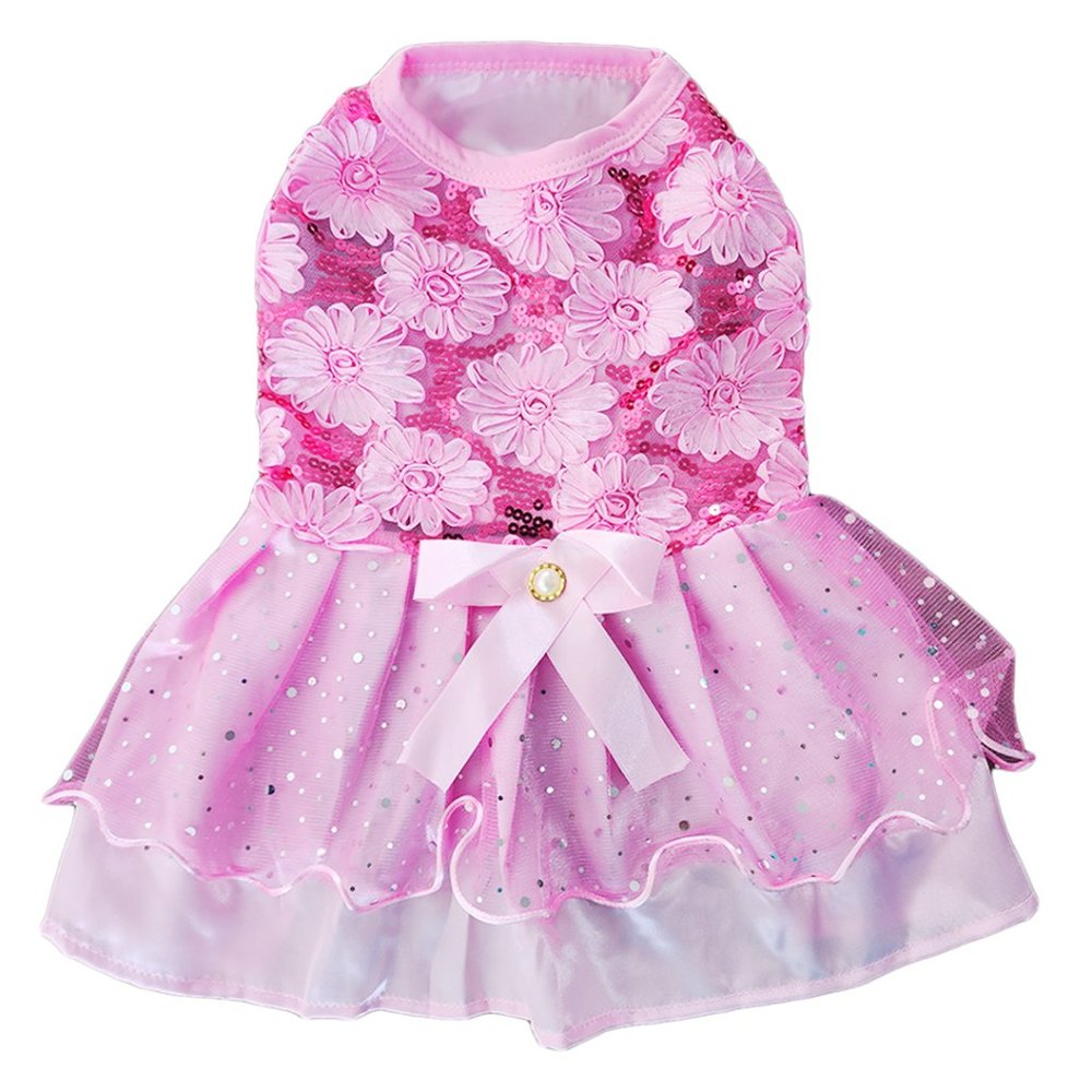 NEW CUTE EMBROIDERY SEQUINS DOG COSTUME CLOTHES BIRTHDAY PARTY WEDDING DRESS - Picture 3 of 6